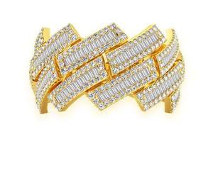 Anillo de Eternidad Baguette para Hombre, Chapado en Oro de 14K, con Diamantes Cultivados en Laboratorio, Diseño Zigzag, 1CT, Plata 925, Estilo Hip Hop de Lujo - Product Image 1