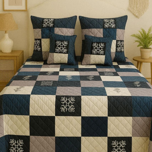 Ropa de Cama de Diseño Confortable que Eleva tu Estilo Diario |   Juego de Ropa de Cama de 5 Piezas, Tamaño Grande |   Fundas de Almohada Acolchadas con Cierre |   Cojines - Product Image 1