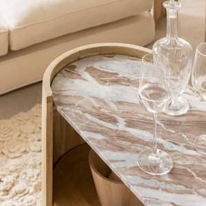 โต๊ะกาแฟทรงวงรี แวนดาน่า แอสตัน เครสต้า ทำจากไม้มะม่วงและหินอ่อน - Product Image 6