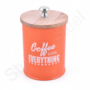 Té Azúcar a precio al por mayor Bote de cocina de metal para caja de pan Bote con tapa de madera Acero inoxidable - Product Image 2