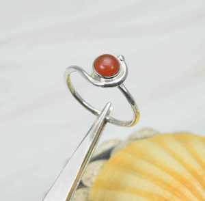 Natural Carnelian Smooth Round Shape Carved Gemstone <b>Ring</b> <b>925</b> Sterling <b>Silver</b> Party Wear Fashion <b>Ring</b> For Women Wholesale Bulk - Product Image 6