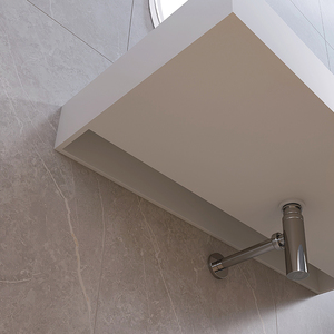 Lavabo en résine de pierre solide Maydon, blanc mat, moderne, élégant, à montage mural, carré, écologique, pour comptoir de salle de bain - Product Image 4