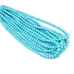 Perles rondes lisses en turquoise Sleeping Beauty Arizona 6-7mm, pierres précieuses naturelles en vrac pour la fabrication de bijoux - Product Image 3