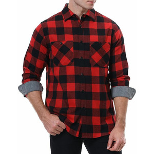Men's Cropped <b>Flannel</b> Shirt Trendy Long Sleeve Lightweight Casual Button up Fashion Street Style 100% Cotton Soft - Product Image 1
