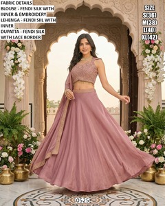 Eshaal Lehenga Choli Morado Largo Hasta el Suelo con Bordado Bhandhani Estilo Tradicional para Seda de Secado Rápido Protección Solar Diwali - Product Image 3