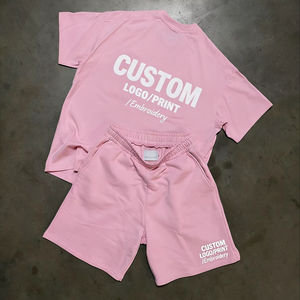 Custom Unisex O-Neck <b>T</b>-<b>Shirt</b> Top <b>and</b> <b>Shorts</b> Two-Piece <b>Set</b> Custom Logo Printing Workout Wear <b>Shirt</b> <b>Shorts</b> 2 Piece <b>Set</b> - Product Image 1