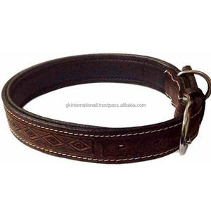 Hecho en India 100% Collar de perro acolchado de cuero genuino hecho a mano collar de perro de cuero de doble capa al mejor precio - Product Image 3
