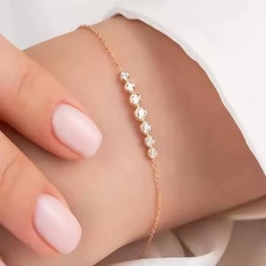 Round Moissanite Diamond Bracelet for Women and Men, Mix Cut Diamond Bracelet For Wedding, Yellow Gold moissanite Bracelet - Product Image 1