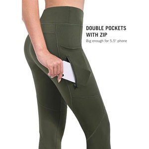 Meilleures ventes Leggings tricotés taille haute avec poches, grande taille, pour entraînement, gym, fitness, yoga, respirants, sans coutures, 100% coton - Product Image 2