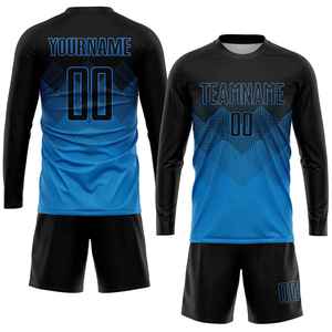 Custom Men's Soccer Jersey Set Black Blue Gradient Sublimated Moisture Wicking Crew Neck Short Sleeve <b>Athletic</b> Fit Adult Uniform - Product Image 3