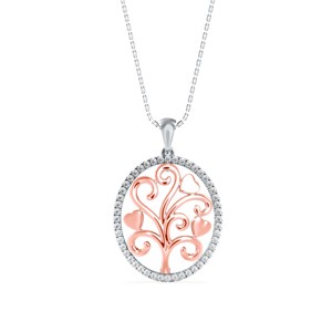 Pendentif Arbre de Vie en forme de cœur avec diamant Moissanite - Product Image 1