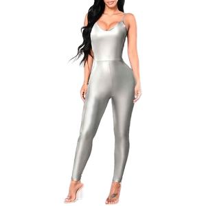 Mono Deportivo Esencial para Mujer, de Una Pieza, Sin Mangas, Cuello en U, Ajuste Ceñido, Alta Elasticidad - Product Image 1