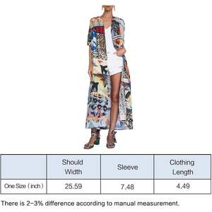 2025 <b>Women's</b> Bohemian Floral Print Short Sleeve Kimono Loose <b>Cardigan</b> <b>Lightweight</b> Multicoloured Swimsuit Cover up - Product Image 3