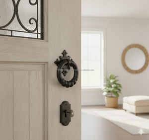 Poignée de tiroir en fer martelé noir, écologique, durable, rustique, antique, avec revêtement en poudre, pour les meubles de cuisine, les portes d'hôtel - Product Image 5