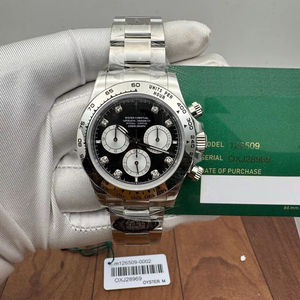 Reloj Automático Cronógrafo Mecánico de Alta Calidad Estilo Hip Hop, Esfera Negra con Marcadores de Diamantes, Bisel con Tacómetro de Cerámica, Movimiento ETA - Product Image 1