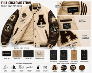 OEM Custom College Varsity <b>Jacket</b> Heavyweight Wool <b>Leather</b> Letterman <b>Jacket</b> Chenille Patch Embroidered Streetwear Bomber <b>Jacket</b> - Product Image 4