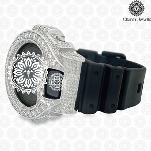 Montre numérique de luxe Charm_Jewells, acier inoxydable, lunette sertie de diamants, bracelet en acier inoxydable, cadran de 40 mm, mécanique, date automatique, 10 bars - Product Image 3