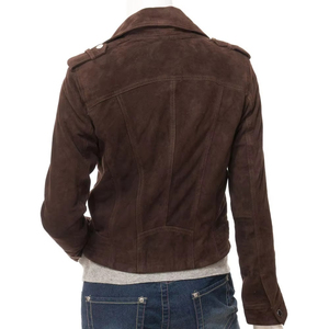 Wholesale Hot Selling Jacket Women's Brown Suede Moto Jacket Full Sleeve Zipper Closure Stand Collar Winter Style - Product Image 2