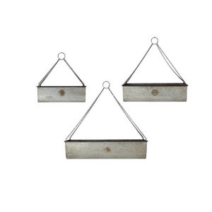 Ensemble de 2 jardinières suspendues en métal galvanisé, rectangulaires, pour intérieur et extérieur, avec chaînes, pour la décoration du jardin et du balcon - Product Image 2