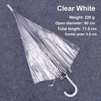 Parapluie promotionnel automatique transparent de 90 cm à 8 baleines avec poignée en J pour adultes, idéal pour la pluie, la vente au détail, les mariages et les événements, avec logo personnalisé
