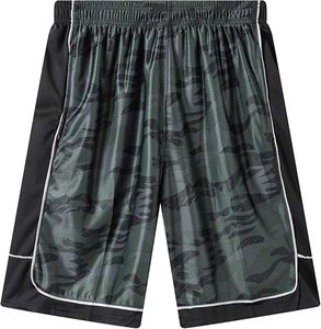 Shorts pour hommes à séchage rapide, camouflage, taille élastique, avec bande latérale, style sport décontracté, tissu tissé 100% polyester - Product Image 2