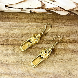High Demand Boho <b>Slipper</b> Drop Earrings Ethnic Brass Jewelry Womens 18K Gold Plated Shoe Tribal Dangle Earrings Wholesale OEM ODM - Product Image 5