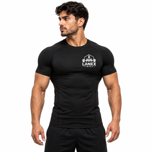 เสื้อยืดบีบอัดรัดรูปสำหรับผู้ชาย เสื้อออกกำลังกายแห้งเร็ว |   เสื้อยืดออกกำลังกายทรงเข้ารูป |   ชุดกีฬาฟิตเนสวิ่งแบบยืดหยุ่น - Product Image 1