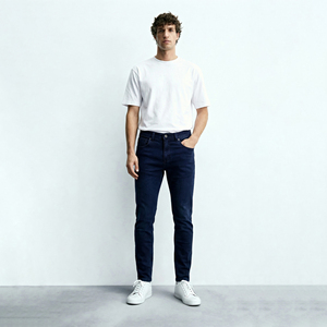 Custom Wholesale Men's Vintage Streetwear Jeans Curved Seam <b>Paneled</b> Washed Denim Oversized Color Fade Proof Eco Friendly - Product Image 3