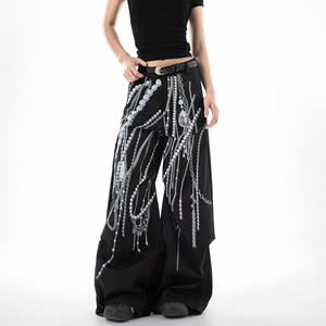 Pantalones Anchos de Cintura Alta, Estilo Retro Americano, Estampados, Casuales de Verano para Mujer - Product Image 2