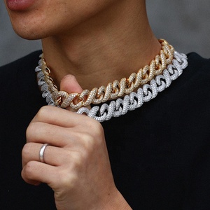 Cadena Cubana de Plata 925 con Diamantes de Moissanita para Hombre, Collar de Eslabones Bicolor con Incrustaciones, Joyería de Lujo Estilo Hip Hop, Regalo para Hombre, Estilo Personalizado - Product Image 2