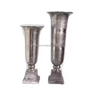 แจกันดอกไม้ทำจากอลูมิเนียมหล่อทรงรีมี2ขนาดทำจากนิกเกิลตกแต่งบ้านโดยใช้ในอุตสาหกรรม azora - Product Image 3