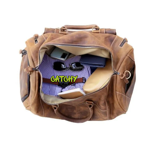 Bolsa de Viaje Clásica de Cuero Genuino, Bolsa de Fin de Semana Elegante de Gran Capacidad para Hombres y Mujeres, para Uso en el Aeropuerto y el Gimnasio - Product Image 4