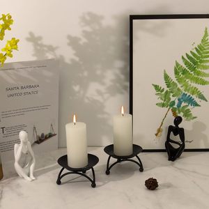 <b>Black</b> Iron Pillar <b>Candlestick</b> <b>Holder</b> Round Stand Heat Resistant Handmade for Home Decoration Eco-Friendly Christmas Low MOQ - Product Image 4