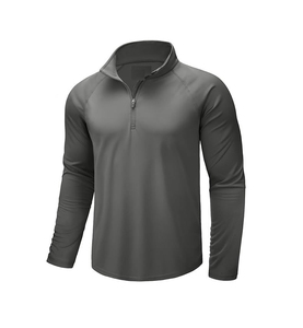 T-shirt sportif à manches longues pour homme, blanc et bleu, imprimé numérique sur le devant, respirant, séchage rapide, coupe classique, col rond, tricoté - Product Image 2