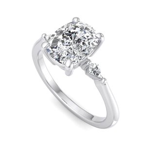 Anillo de Moda con Banda Lisa, Forma Ovalada, Diamantes Moissanite, Diseño de Diamantes en las Esquinas, para Fiestas - Product Image 6
