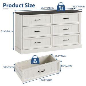 Comò moderno a 6 cassetti per camera da letto o soggiorno armadio in legno con maniglie in metallo organizzatore armadio - Product Image 6