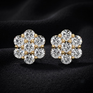 Pendientes de Plata de Ley 925 con Moissanita en Forma de Flor, Chapados en Oro, Brillantes, Estilo Vintage, para Compromiso, Aniversario, Boda, Fiesta - Product Image 1