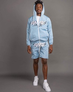 Custom Embroidered <b>Men's</b> Nylon Windbreaker <b>Jacket</b> and Shorts Set Water Resistant Lightweight Tracksuit - Product Image 6