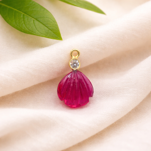 Pendentif en tourmaline rose et quartz, plaqué or, avec breloque en zircon cubique, pierre précieuse sculptée à la main, serti clos, fourniture de bijoux - Product Image 2
