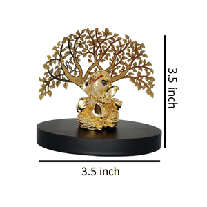 Ídolo del Dios Ganesh Sentado, de Acero Inoxidable Dorado, Hecho a Mano, Decoración para el Hogar, Templo, Sala de Puja, Aniversario Religioso - Product Image 1