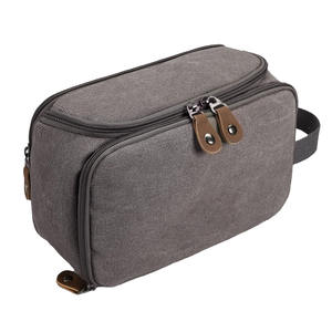 กระเป๋าเครื่องสำอางผ้าแคนวาสพกพาสะดวกแบบขายส่ง พร้อมซิป ความจุขนาดใหญ่ มีช่องใส่ของและหูหิ้วหนัง - Product Image 2