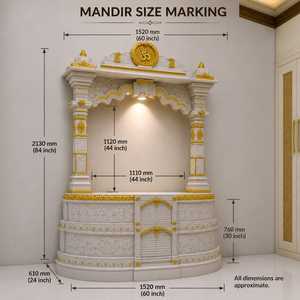 New Vision Luxury Handcrafted Handmade White Marble <b>Mandir</b> Home Traditional Carving Custom Design Premium Pooja Temple - Product Image 4