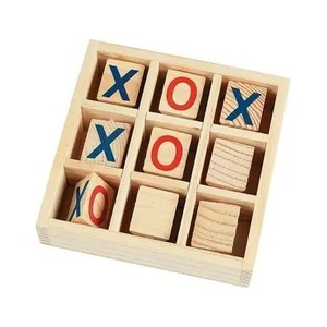 Juego de Mesa Tic Tac Toe de Madera Rústica Ecológica, Forma Cuadrada, Decoración para Mesa de Interior, Juego Familiar - Product Image 3