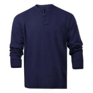 FR Henley Style T-<b>Shirts</b> Navy Blue Size 3X-Large <b>Flame</b> Resistant Safety Clothing - Product Image 1