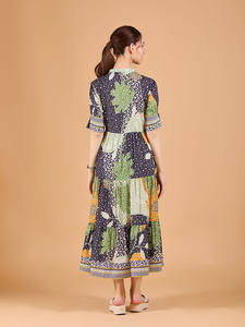 Vestido Casual Floral de Manga Corta para Mujer, Verano 2026, Cintura Alta, Manga Regular, Corte en A, Vestidos Midi para Mujer - Product Image 4