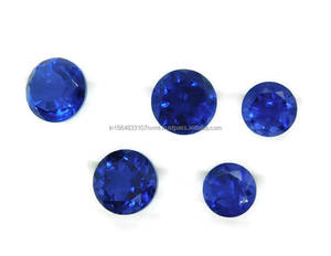 Saphir bleu de laboratoire rond brillant de 2mm à 20mm pierres précieuses en vrac de haute qualité Nano saphir bleu pierres synthétiques - Product Image 4