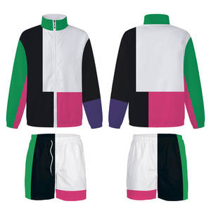 Ensemble jogging 2 pièces pour homme, veste courte et pantalon, coupe-vent en polyester avec fermeture éclair, style streetwear - Product Image 4