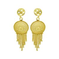 Boucles d'oreilles pendantes en laiton plaqué or 14K, 18K, 24K, motif floral, design turc et arabe, pour mariée, mariage, mode, vente en gros