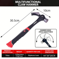 Marteau à griffes multifonctionnel personnalisable, tête réglable, aimants puissants pour clous de construction