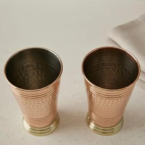 ชุดแก้วทองแดงสลักชื่อส่วนตัว แก้วน้ำทองแดงทำมือ ลายตอก ชุดของขวัญ 2 ใบ ประโยชน์ต่อสุขภาพตามหลักอายุรเวท - Product Image 3